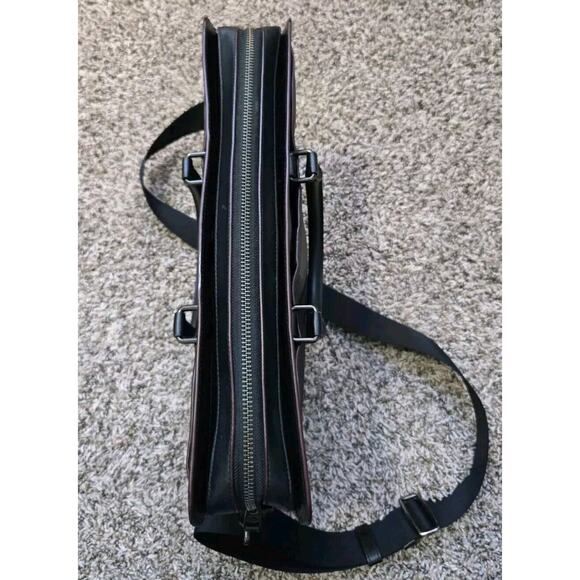 Coach Beckett Structured Brief Case In Signature Canvas Leather Black & Burgundy - Picture 10 of 16